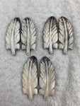 Natural Wampun Quahog Shell Feather Shape (D) Pairs Set