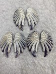 Natural Wampum Quahog Shell Feather Shape (C) Pairs Set 