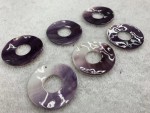 Wampum Quahog Shell Purple Round With Hole 40mm Loose Piece