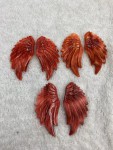 Natural Spiny Oyster Shell Feather Shape (D) Pairs Set Red